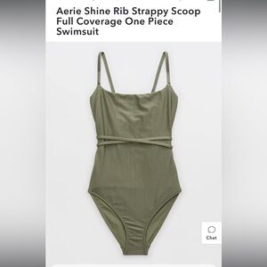 Aerie Shine Rib Strappy Scoop Full Coverage One Piece Swimsuit